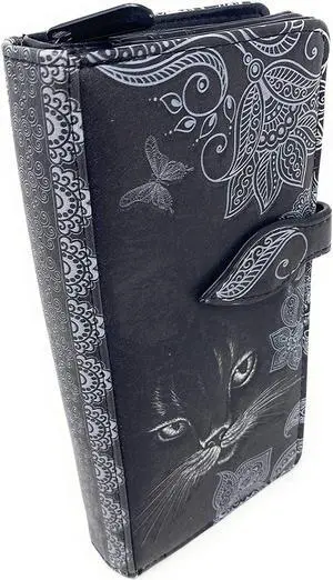 Shagwear Shadow Cat Large Black Zipper Wallet