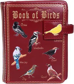 Shagwear Dark Red Small Book Of Birds Small Wallet