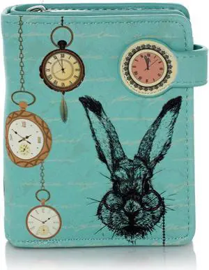 Shagwear Teal Pocket Watch Rabbit Small Wallet