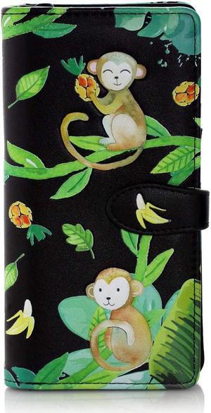 Shagwear Jungle Monkey Large Black Zipper Wallet