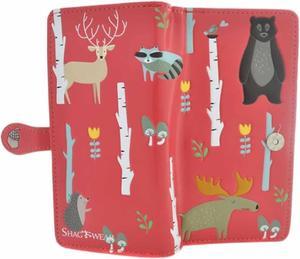 Shagwear Woodland Animals Large Red Zipper Wallet
