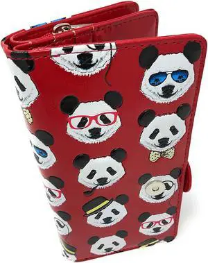 Shagwear Panda Repeat Large Red Zipper Wallet