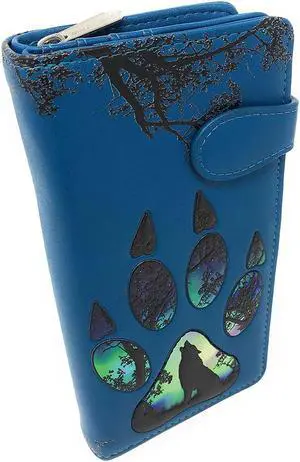 Shagwear Wolf Paw Print Large Blue Zipper Wallet Shagwear Wolf Paw Print Large Blue Zipper Wallet