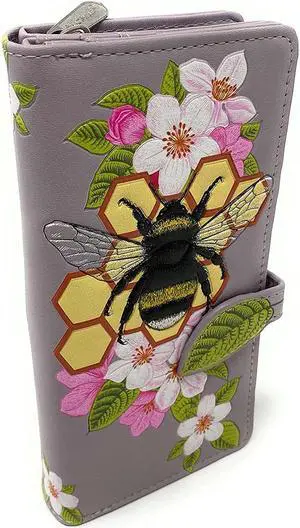 Shagwear Bumblebee Tattoo Large Lilac Zipper Wallet Shagwear Bumblebee Tattoo Large Lilac Zipper Wallet