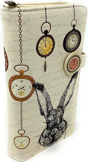 Shagwear Pocket Watch Rabbit Large Beige Zipper Wallet