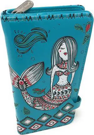 Shagwear Mermaid Garden Large Teal Zipper Wallet