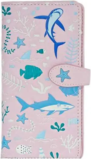 Shagwear Shark Pattern Large Pink Zipper Wallet
