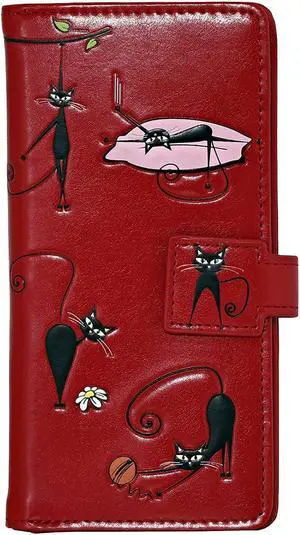 Shagwear Crazy Cats Large Red Zipper Wallet Shagwear Crazy Cats Large Red Zipper Wallet