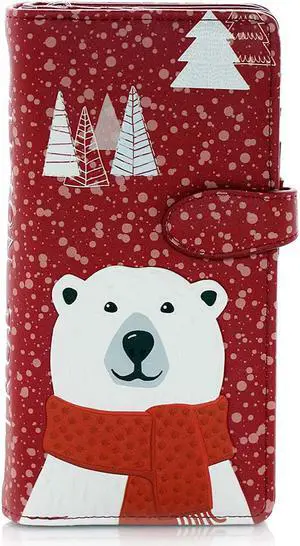 Shagwear True North Polar Bear Large Red Zipper Wallet Shagwear True North Polar Bear Large Red Zipper Wallet