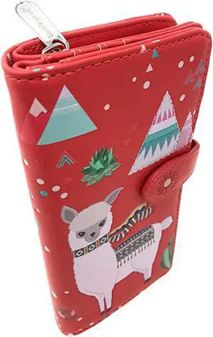 Shagwear Llama Pattern Large Salmon Zipper Wallet