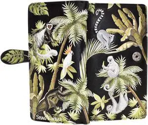 Shagwear Monkey Jungle Large Black Zipper Wallet