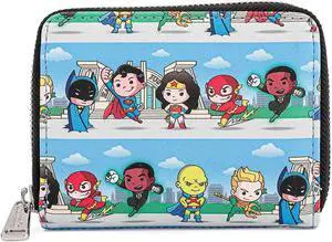 Loungefly DC Superheroes Chibi Lineup Zip Around Wallet