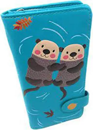 Shagwear Otters Large Teal Zipper Wallet