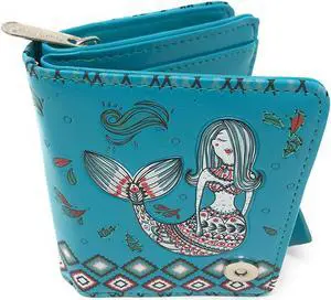 Shagwear Mermaid Garden Small Teal Zipper Wallet