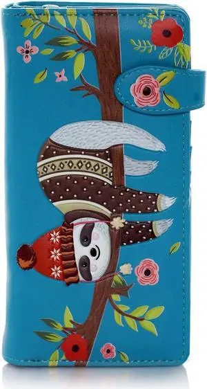 Shagwear Chillin Sloth Large Teal Zipper Wallet Shagwear Chillin Sloth Large Teal Zipper Wallet