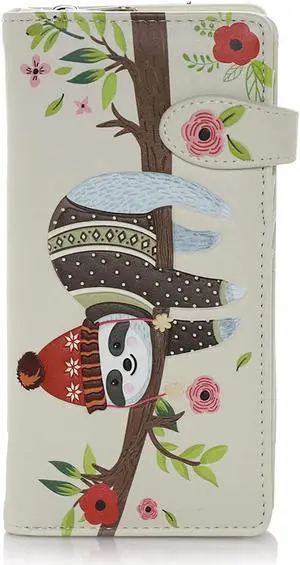 Shagwear Chillin Sloth Large Cream Zipper Wallet Shagwear Chillin Sloth Large Cream Zipper Wallet