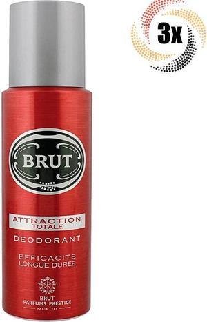 3x Sprays Brut Attraction Totale Deodorant Body Spray For Men | 200ml