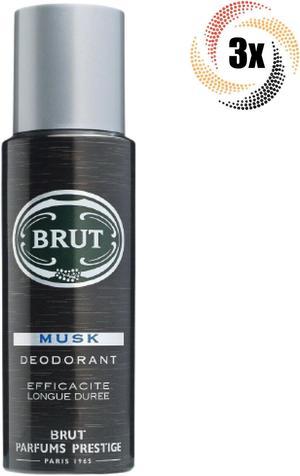3x Sprays Brut Musk Scent Deodorant Body Spray For Men | 200ml