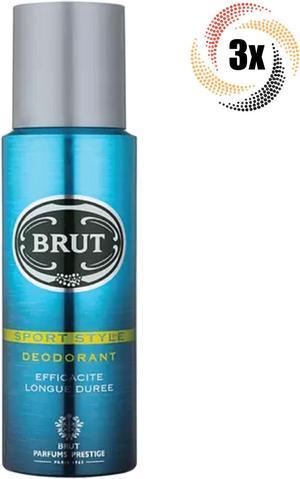 3x Sprays Brut Sport Style Scent Deodorant Body Spray For Men | 200ml