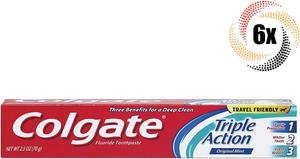 6x Packs Colgate Triple Action Benefits Original Mint Toothpaste  25oz