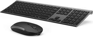 Wireless Keyboard and Mouse, Vssoplor 2.4GHz Rechargeable Compact Quiet Full-Size Keyboard and Mouse Combo with Nano USB Receiver for Windows, Laptop, PC, Notebook-Dark Gray