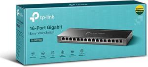 TP-Link 16 Port Gigabit Switch | Easy Smart Managed | Plug & Play | Limited Lifetime Protection | Desktop/Wall-Mount | Sturdy Metal w/ Shielded Ports | Support QoS, Vlan, IGMP and LAG (TL-SG116E)
