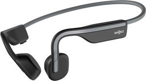 SHOKZ OpenMove - Open-Ear Bluetooth Sport Headphones - Bone Conduction Wireless Earphones - Sweatproof for Running and Workouts, with Sticker Pack (Grey)