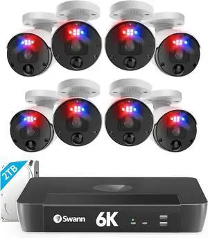 Swann 12MP Mega HD Security Camera System, 16CH NVR with 4TB HDD,8 Indoor Outdoor Bullet IP Cameras