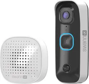 Swann Buddy4K UHD Wireless Video Doorbell & Chime Ultra-Wide 165° View Smart Analytics 2-Way Audio Indoor & Outdoor Surveillance