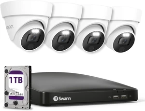 Swann 4K Wired DVR Security Camera System, 4 Domes, 8 Channel, 1TB HDD Swann 4K Wired DVR Security Camera System, 4 Domes, 8 Channel, 1TB HDD