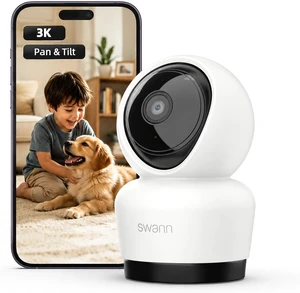 Swann 3K Indoor Pan Tilt WiFi Security Camera, 5MP Plug-in Home PT Camera with Night Vision, Two-Way Audio, Human Motion Detection, Work Security APP Swann 3K Indoor Pan Tilt WiFi Security Camera, 5MP Plug-in Home PT Camera with Night Vision, Two-Way Audio, Human Motion Detection, Work Security APP