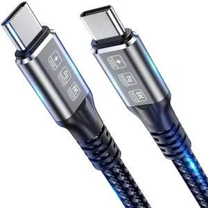 KEHIPI 240W Thunderbolt 4 Cabl 3ft, USB C Thunderbolt 4 Cable Monitor Cable Supports 40Gbps Data Transfer and Single 8K/Dual 4K Video Compatible with Thunderbolt 4/3 Monitor, Hub, Docking Stations