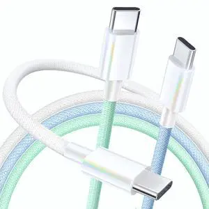 KEHIPI USB C Cable, 3 Pack 6FT 60W USB C to USB C Charger Cable 48 Strand Braided Colorful Type C Fast Charging Cable Cord Compatible with iPhone16/15/Pro/Max/Plus/MacBook/iPad Pro/Air/Samsung/Android