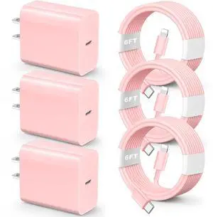 KEHIPI for iPhone Charger Fast Charging,MFi Certified 3 Pack 20W PD USB C Wall Charger Adapter with 6FT USB C to ightning Fast Charging Cable Compatible with iPhone 14/13/12/11/Pro/Pro Max/Xs/Xr/X