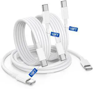 KEHIPI USBC to USBC Cable for iPhone 16 15, 10FT 3Pack 60W Long Charger Cord Type C Fast Charging for iPhone 16/15(Pro Max,Pro,Plus,16e), iPad Pro/Air/Mini,Samsung Galaxy S25,S24,S23,S22 Ultra,Android