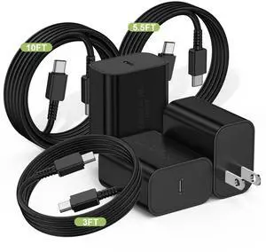 KEHIPI 45W Super Fast Charger USBC for Samsung Galaxy S24, [3Pack] 3+5.5+10FT Type C Charger Fast Charging Cable Cord &Android Charger Block for Galaxy S24 S23 S22 S21 Ultra/Plus,Tab S9 S8, iPad Pro