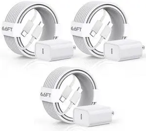 KEHIPI iPhone 16 Charger Fast Charging,3 Pack 20 Watt Fast Type C,USB C to C Charger Block with 6 Feet USB C to Type C iPhone 15 Cord for Phone 16/16 Pro Max/iPad 10,iPad mini 6,iPad Air 5/4,Pad Pro
