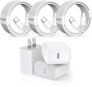 KEHIPI iPhone 17 16 Charger Fast Charging,20W Fast USB C Charger Block 3Pack USBC Type C Fast Charging 6FT Woven Charge Cable for Apple iPhone Air/17 Pro Max/16e/16 ProMax/16Plus/15 Pro/iPad Pro/Air