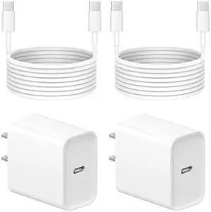 KEHIPI iPhone 17 16 15 Charger Fast Charging - 2 Pack 20W USB C Charger Block with 6FT Type C Cable Compatible with iPhone 17/17 Pro/17 Pro Max/Air/16/16e/15, iPad Pro, Air M3/M2/5/4, 11th/10thWhite