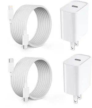 KEHIPI Extra Long 10FT iPhone Fast Charger,iPhone Charger Fast Charging  2Pack 20W PD Fast USB C Charger Block + 10Foot iPhone Charging Cable Cord for iPhone 15/14/13/12/11/XS/XR/SE 2022/8/iPad