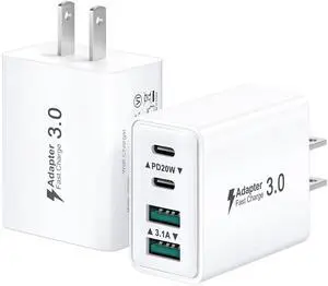 KEHIPI USB C Wall Charger, 4-Pack 40W 4-Port Type C Fast Charging Block Dual Port USBC Power Adapter + QC Multiport Wall Plug Multi Charger Block for iPhone 16 15 14 13 12 11 Pro Max Plus,iPad,Samsung