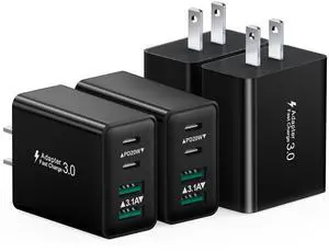 KEHIPI USB C Charging Block, 4-Pack 40W 4 Ports USBC Fast Charger Block Dual PD Power Adapter +QC 3.0 USB Wall Plug Multiport Type C Charger Cubes Box for iPhone 16 15 14 13 12 11 Pro Max Plus, iPad