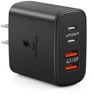 KEHIPI USB C Wall Charger Block, 40W USB C Fast Charging Block,4-Port PD Power Adapter + QC Wall Plug Multiport Type C Charging Block Cube Compatible with iPhone 15 14 13 12 11 Pro Max XR XS 8,Samsung