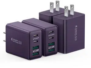 KEHIPI 4-Pack USB C Charger Block, 40W Type C Charger Fast Charging Block, 4-Port PD Power Adapter + QC Wall Plug Multi Type C Charging Block Cube for iPhone 16 15 14 13 12 11 Pro Max Plus, Samsung
