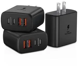 KEHIPI 3-Pack USB C Charger Block,40W 4-Port Type C Fast Charging Block Dual USBC Power Adapter Multiport Wall Plug Multiple USB Charger Block Cube for iPhone 16 15 14 13 12 11 Pro Max Plus XS Samsung
