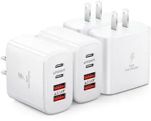 KEHIPI 4-Pack USB C Charger Block Fast Charge, 40W 4-Port Type C Fast Charging Block Dual Port USBC Power Adapter Multiport Wall Plug Multiple Charger Block for iPhone 15 14 13 12 11 Pro Max XS XR X