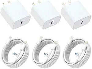 KEHIPI Charger for iPhone 14 Fast Charging, 3Pack USB C Wall Charger Block with 6FT Long Charging Cord Cable for iPhone 14 Charger/14 Pro Max/13/13 Pro Max/12/12 Pro Max/11/XR/XS/X and More