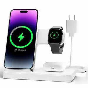 KEHIPI Wireless Charger Charging Station: 3 in 1 Charger Stand for Apple Multiple Devices Product for iPhone 16 15 14 Pro Max 13 12 11 for Watch 10 9 8 7 6 5 4 3 2 SE & Ultra for Airpods 4 3 2 Pro