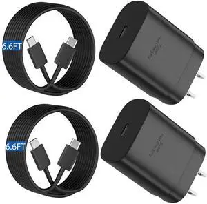 KEHIPI 25W Super Fast USB C Charger Block & 6.6FT Android Phone Type C Charger Cable Cord for Samsung Galaxy S25 Ultra/S24+/S24/S23 Ultra/S23/S22 Ultra/S22/S21/S20 /Note10 20-Black