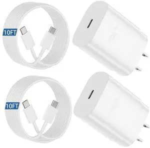 KEHIPI S25 S24 Ultra Charger 25W Super Fast USB C Charger Block 10FT Android Phone Type C Charger Cable Cord for Samsung Galaxy S24 Ultra/S24+/S24/S23 Ultra/S23/S22 Ultra/S22/S21/S20 /Note10 20-White